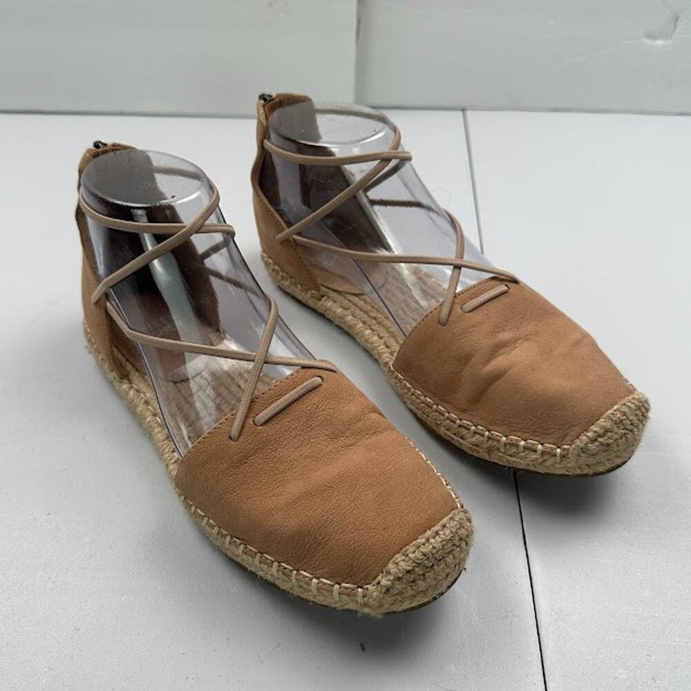 Eileen Fisher Sandals Womens 6.5 Tan Lace Espadrille Resort Quiet Luxury Boho - Picture 2 of 13